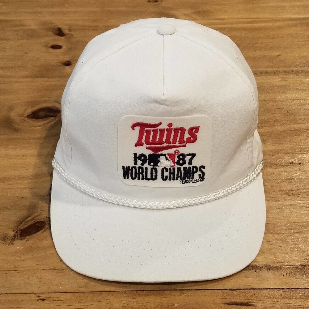 Vintage Minnesota Twins Hat Cap Snap Back 1987 World Series Champions Rope White